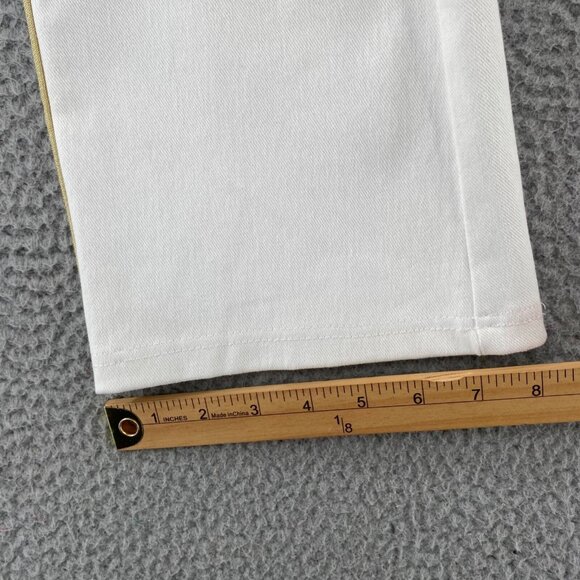 Lysse Jeans Womens Large White Jeggings Stretch Pull On Capri Gold Side Stripe - Picture 10 of 11